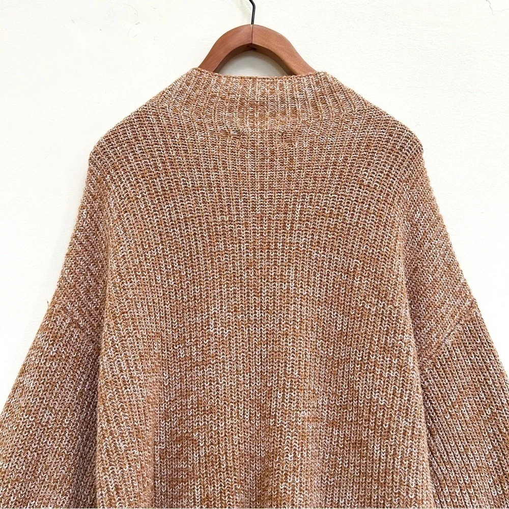 Cupcakes & Cashmere Mock Neck Marled Knit Brown Neutral Sweater, Size Large
